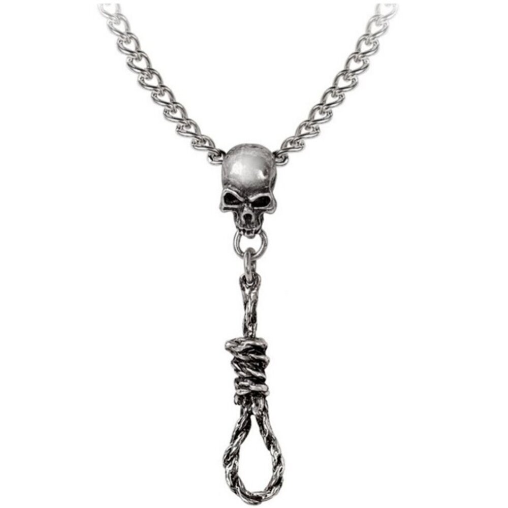Alchemy Gothic ✦ Skull Noose Necklace ✦ Antiqued Pewter Pendant on 18" Chain NWT - Picture 2 of 4